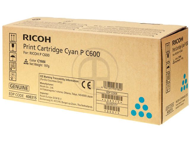 Ricoh Original Type P C600 Toner cyan 13.000 Seiten (408315) für RICOH P C600 Ricoh Original Type P C600 Toner cyan 13.000 Seiten (408315) für RICOH P C600